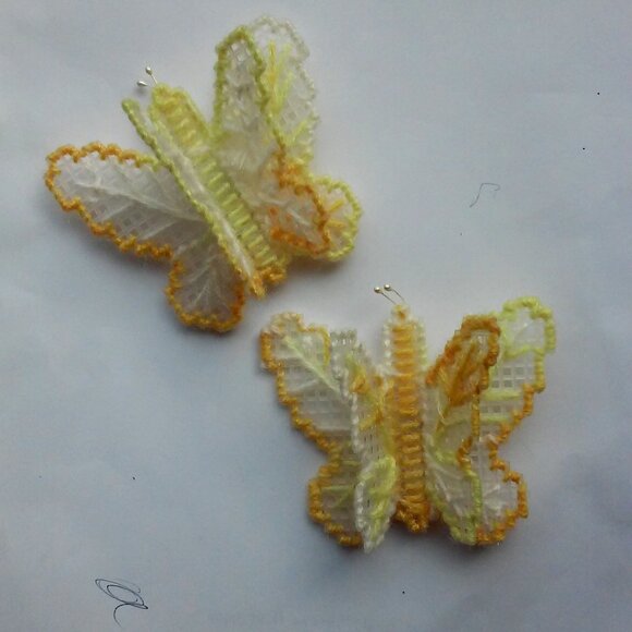 Handmade Butterfly Magnets 2 Yellow and White 3 1/2" x 3 1/2" - Picture 2 of 4